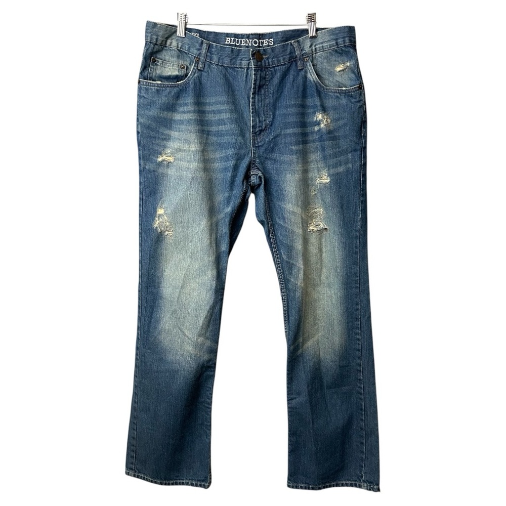 Bluenotes Straight Leg Distressed Blue Jeans Size 36